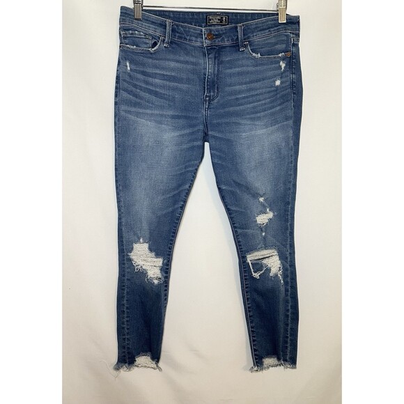 Abercrombie & Fitch Jeans Harper Low Rise Ankle Distressed Women’s 29/8 SHORT - Picture 1 of 11